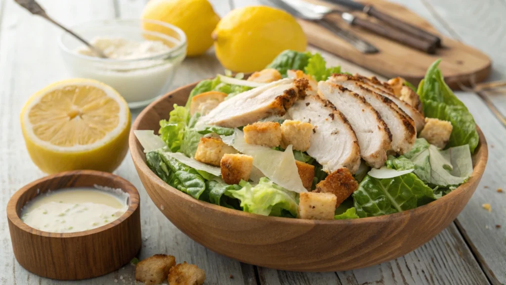 Make a quick and healthy chicken Caesar salad with this easy recipe. Enjoy a delicious meal packed with protein and flavor in minutes!