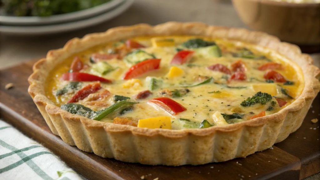 Tortilla quiche recipe with a crispy tortilla crust and savory filling, perfect for breakfast, lunch,
