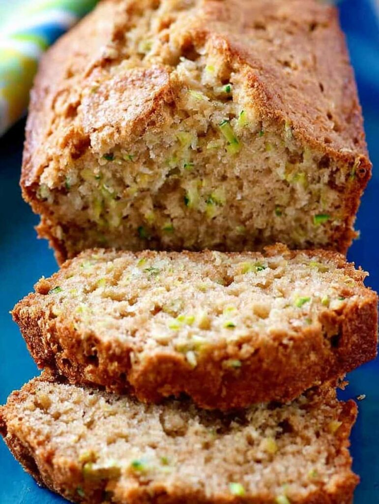Zucchini bread with applesauce on kitchen counter